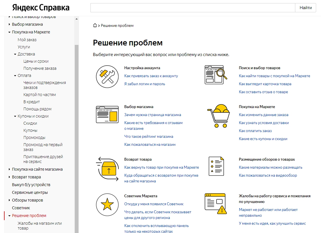 Яндекс Маркет поддержка