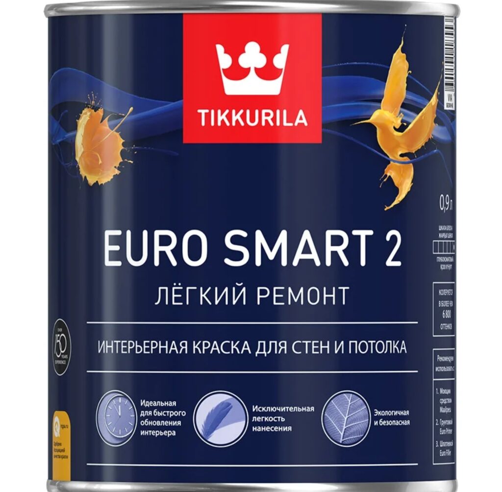 Краска акриловая Tikkurila Euro Smart 2 0.9 л со скидкой по промокоду