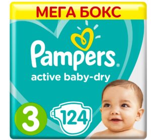 Pampers подгузники Active Baby-Dry 3, 6-10 кг, 124 шт со скидкой